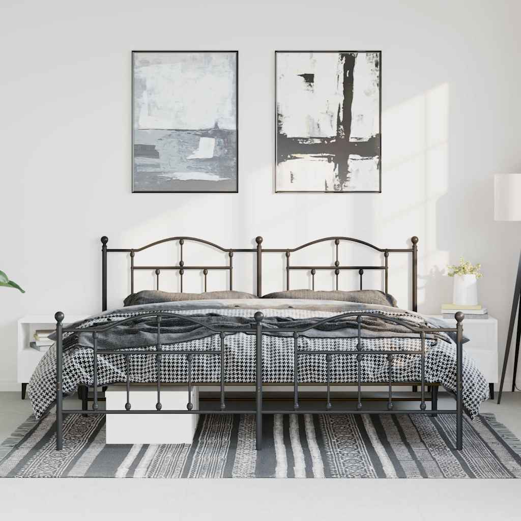 Giroletto con Testiera e Pediera Metallo Nero 183x213 cm