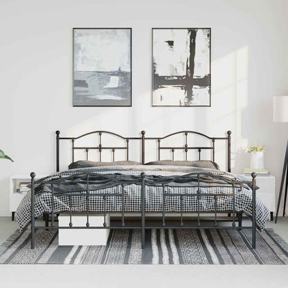 Giroletto con Testiera e Pediera Metallo Nero 183x213 cm
