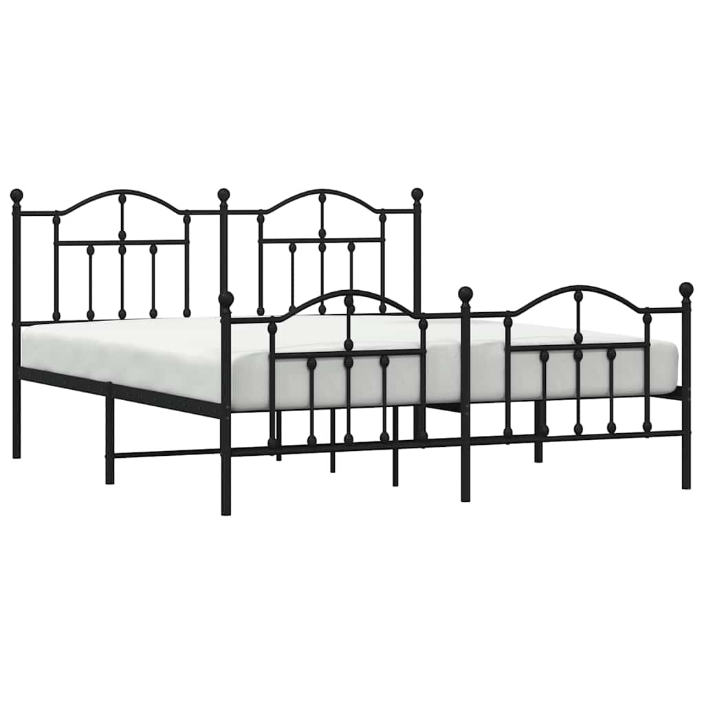 Giroletto con Testiera e Pediera Metallo Nero 183x213 cm | homemem39