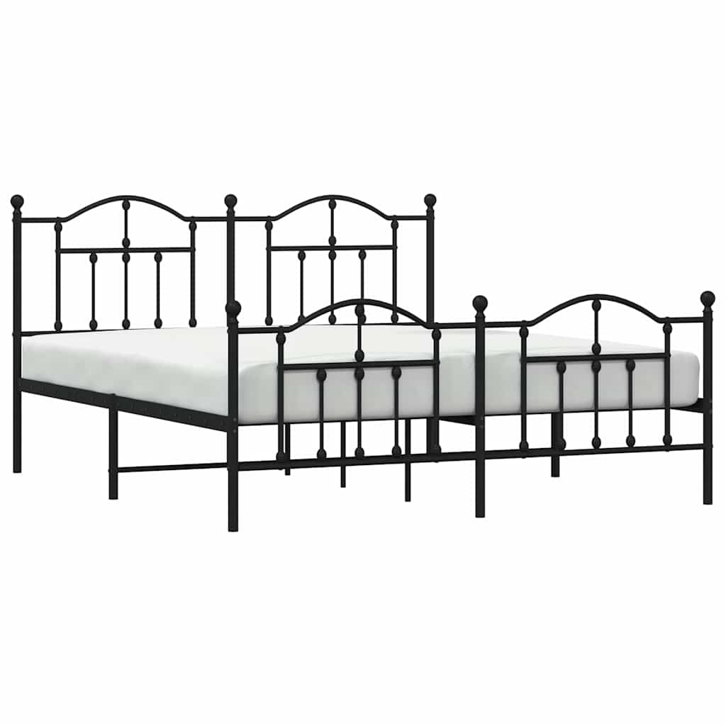 Giroletto con Testiera e Pediera Metallo Nero 183x213 cm