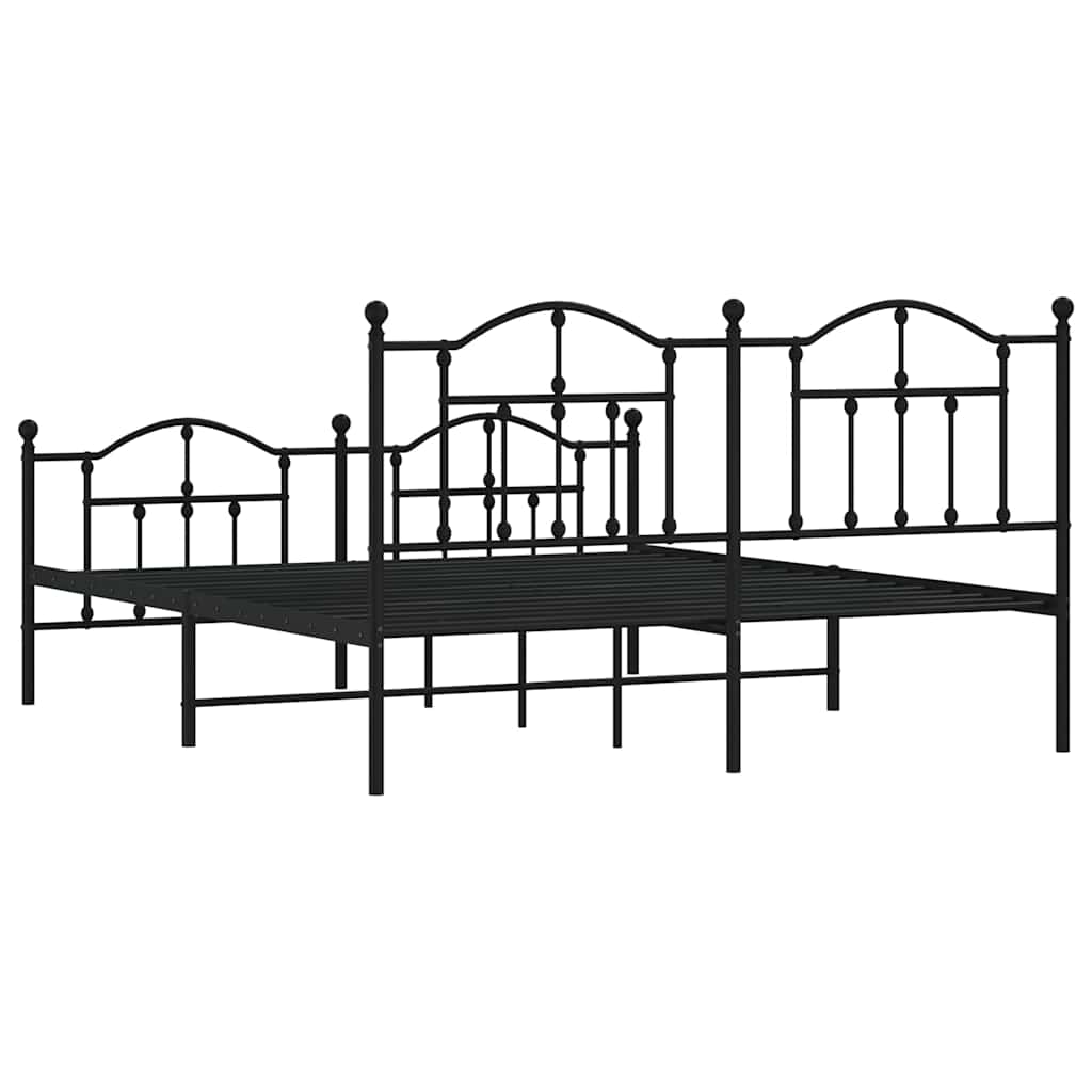 Giroletto con Testiera e Pediera Metallo Nero 183x213 cm | homemem39