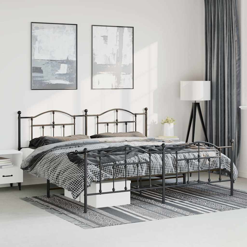 Giroletto con Testiera e Pediera Metallo Nero 183x213 cm | homemem39