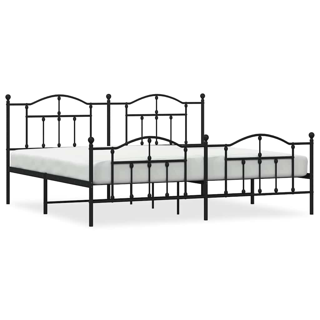 Giroletto con Testiera e Pediera Metallo Nero 193x203 cm | homemem39