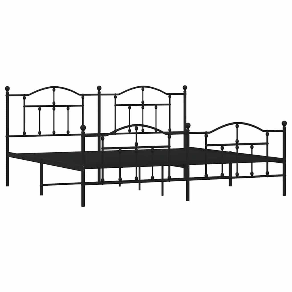 Giroletto con Testiera e Pediera Metallo Nero 193x203 cm | homemem39