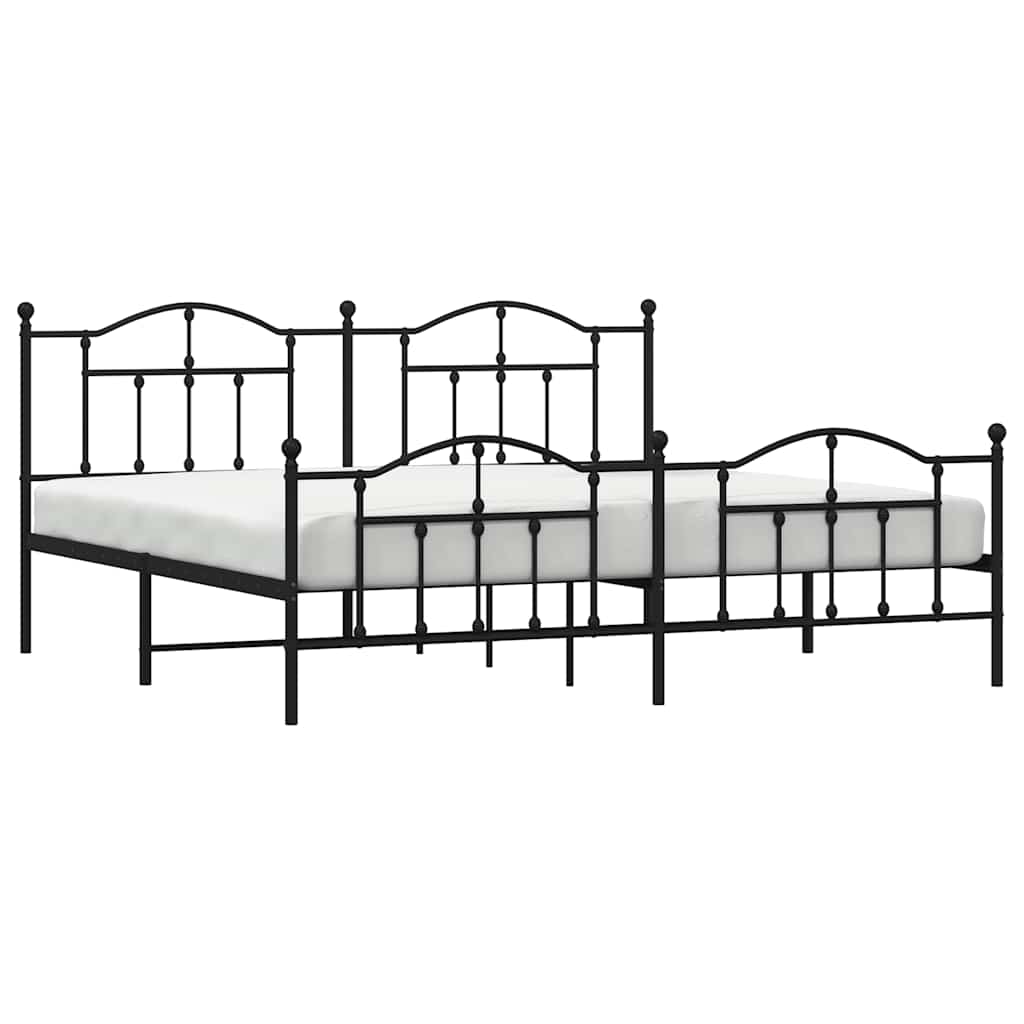 Giroletto con Testiera e Pediera Metallo Nero 193x203 cm | homemem39