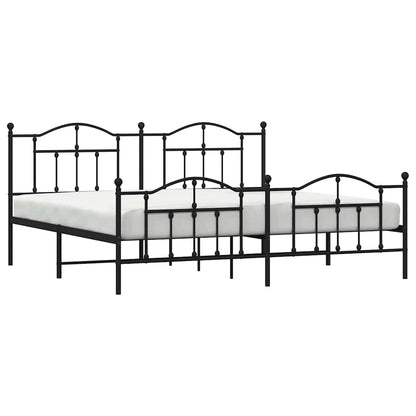 Giroletto con Testiera e Pediera Metallo Nero 193x203 cm | homemem39