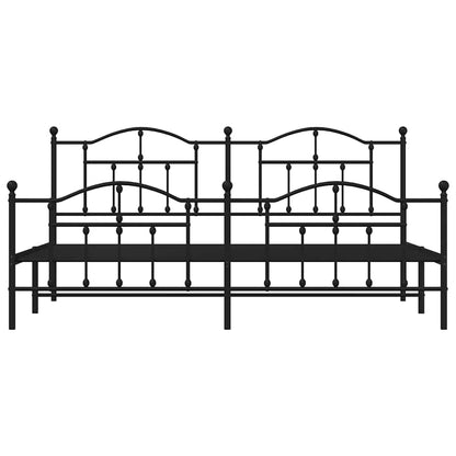 Giroletto con Testiera e Pediera Metallo Nero 193x203 cm | homemem39