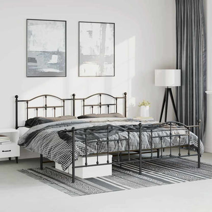 Giroletto con Testiera e Pediera Metallo Nero 193x203 cm | homemem39