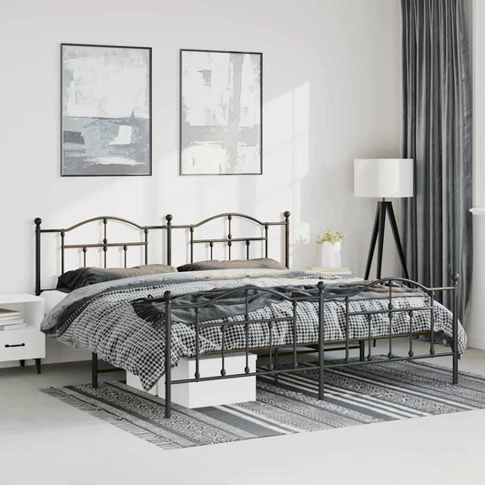 Giroletto con Testiera e Pediera Metallo Nero 193x203 cm | homemem39