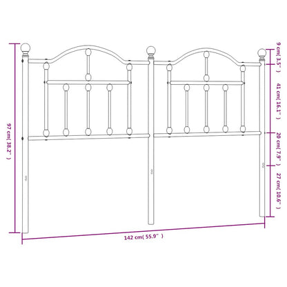 Testiera in Metallo Nero 135 cm - homemem39