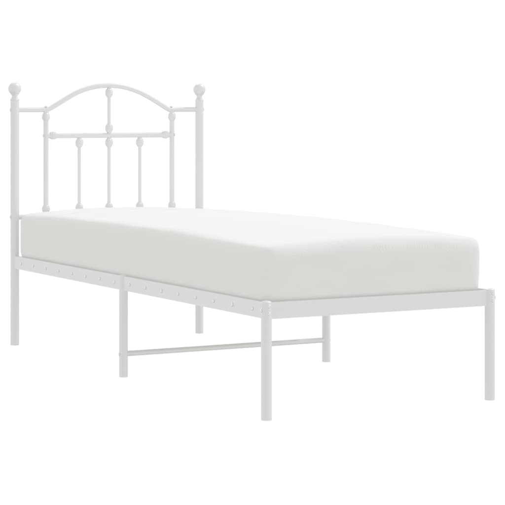 Giroletto senza Materaso con Testiera Metallo Bianco 75x190 cm