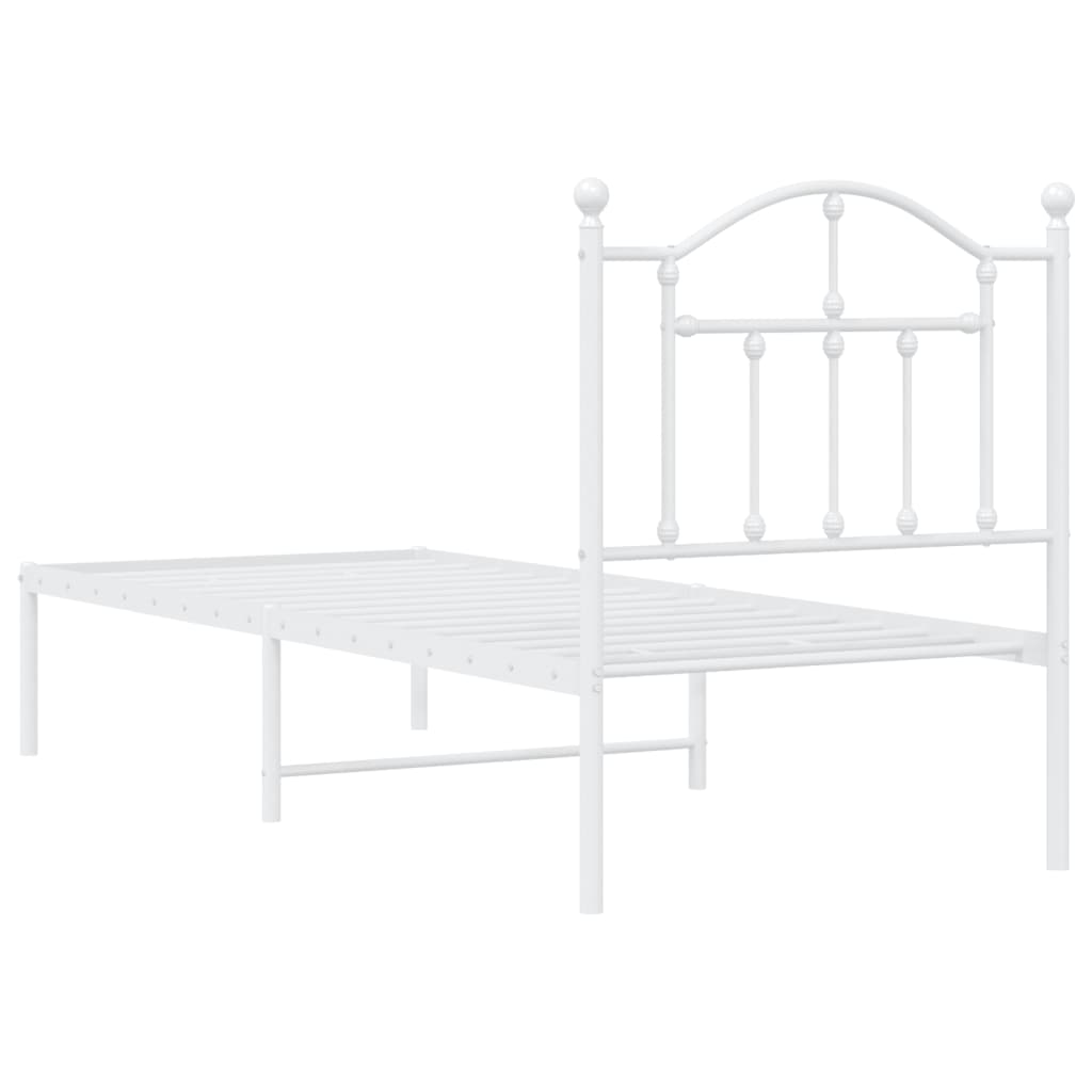 Giroletto senza Materaso con Testiera Metallo Bianco 75x190 cm