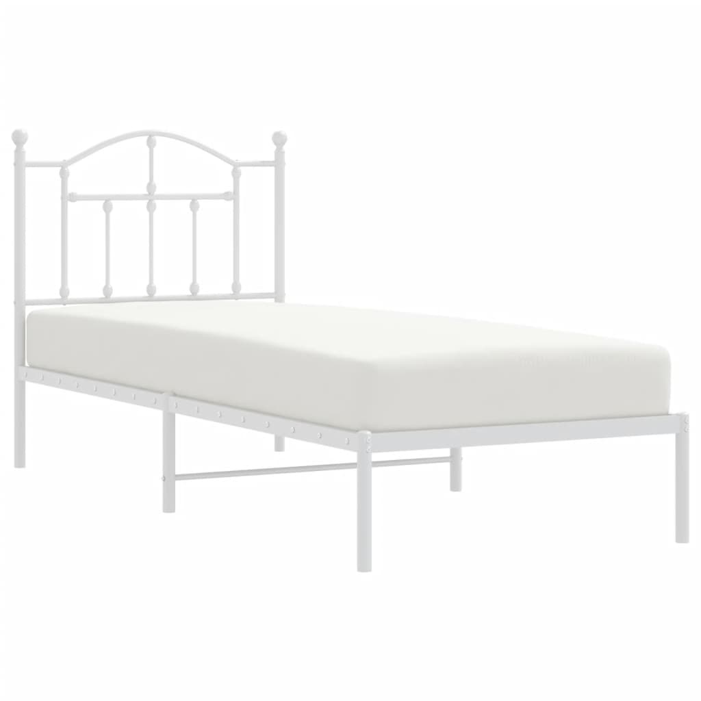 Giroletto con Testiera Metallo Bianco 80x200 cm