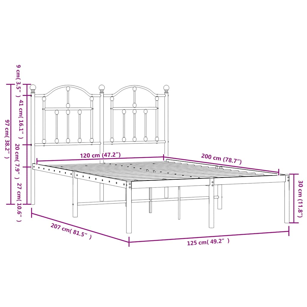 Giroletto con Testiera in Metallo Bianco 120x200 cm | homemem39