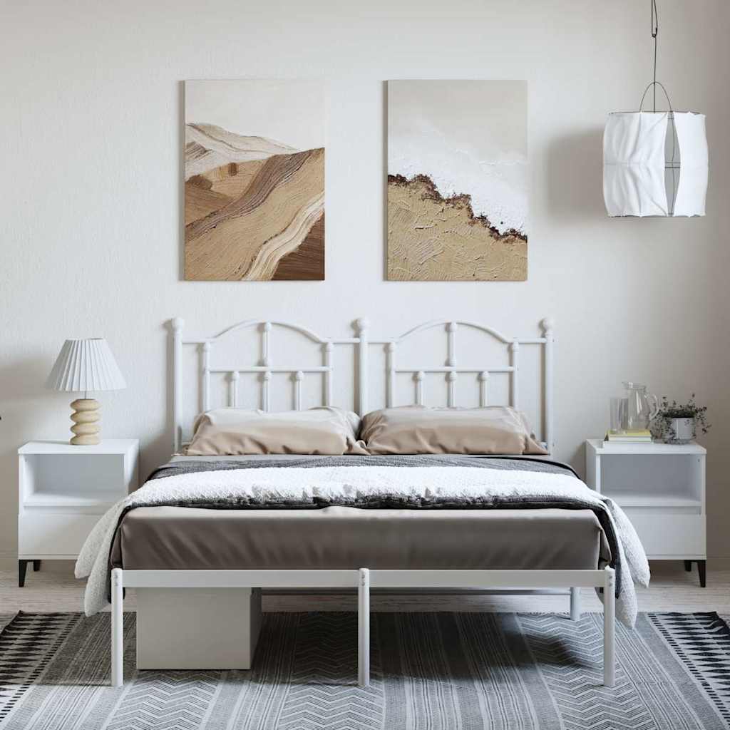 Giroletto con Testiera Metallo Bianco 135x190 cm