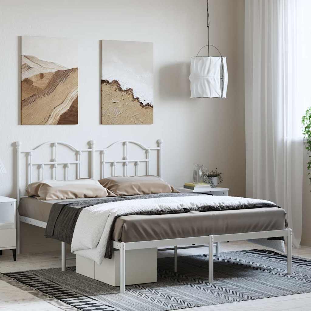 Giroletto con Testiera Metallo Bianco 135x190 cm