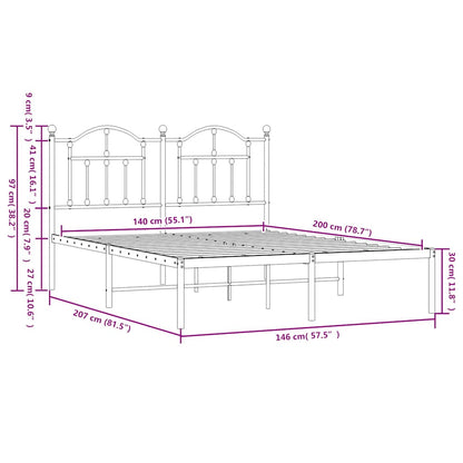 Giroletto con Testiera Metallo Bianco 140x200 cm