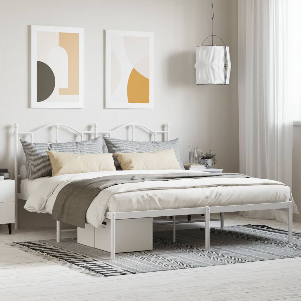 Giroletto con Testiera Metallo Bianco 180x200 cm | homemem39