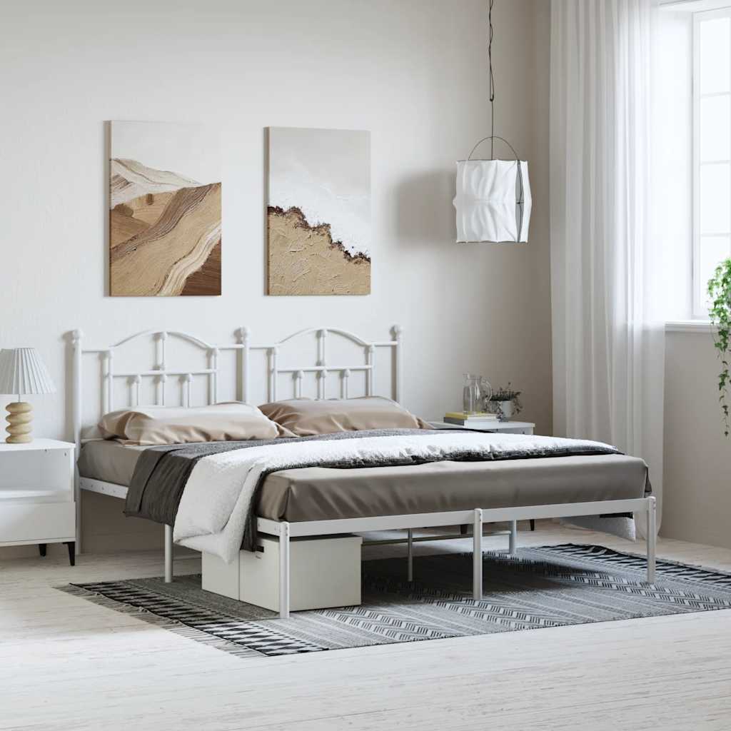 Giroletto con Testiera Metallo Bianco 183x213 cm | homemem39