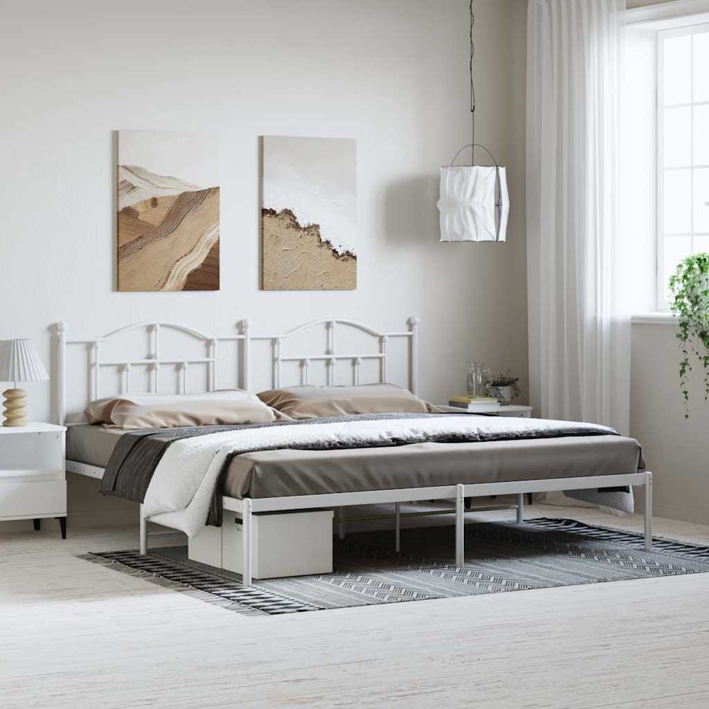 Giroletto con Testiera Metallo Bianco 193x203 cm