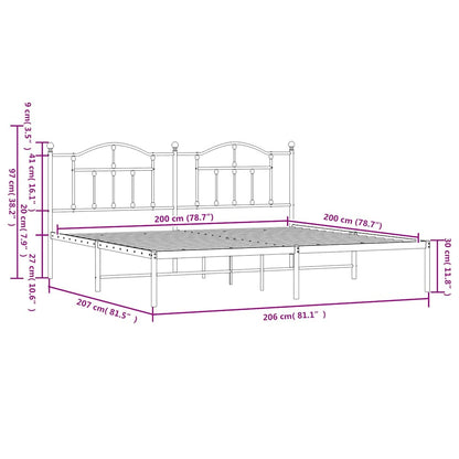 Giroletto con Testiera Metallo Bianco 200x200 cm | homemem39