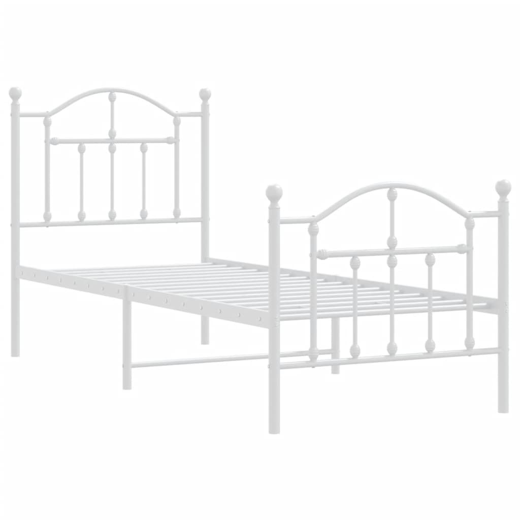 Giroletto con Testiera e Pediera Metallo Bianco 75x190 cm