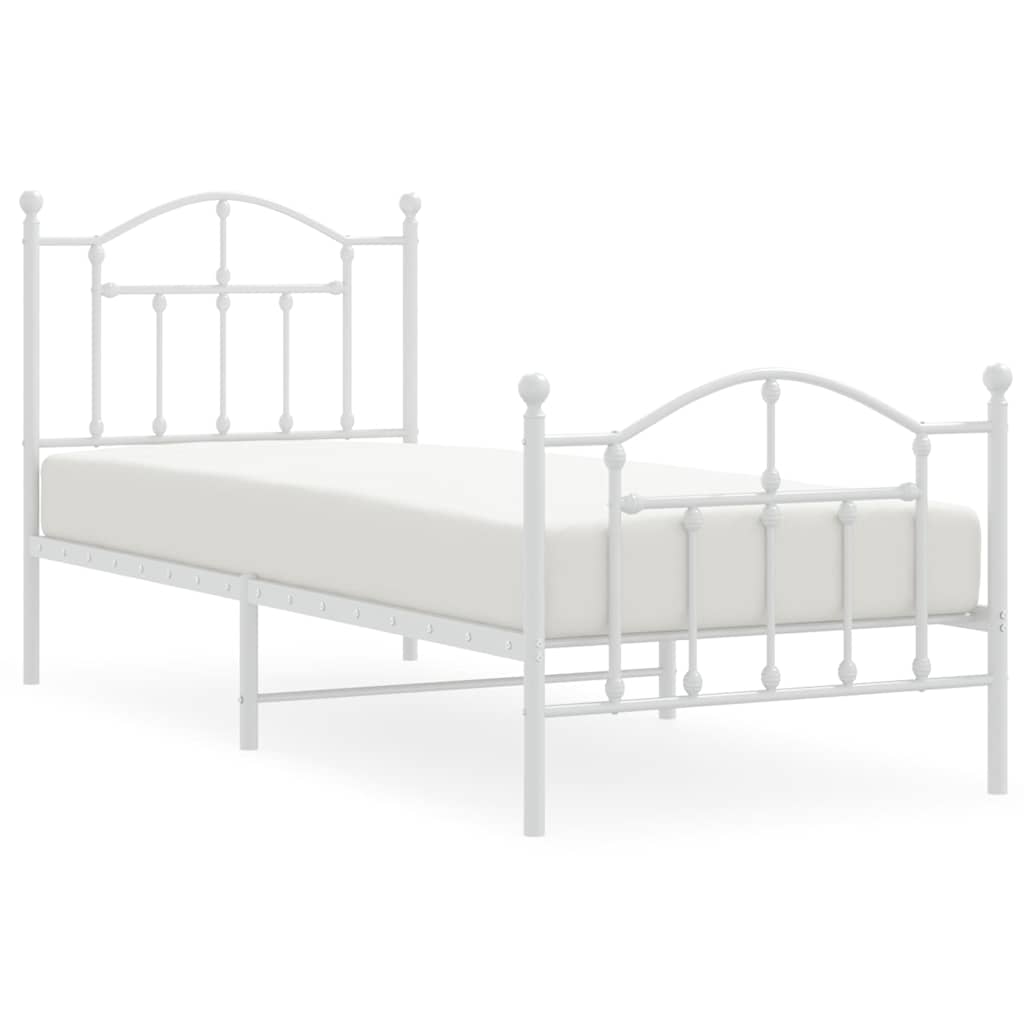 Giroletto con Testiera e Pediera Metallo Bianco 90x190 cm
