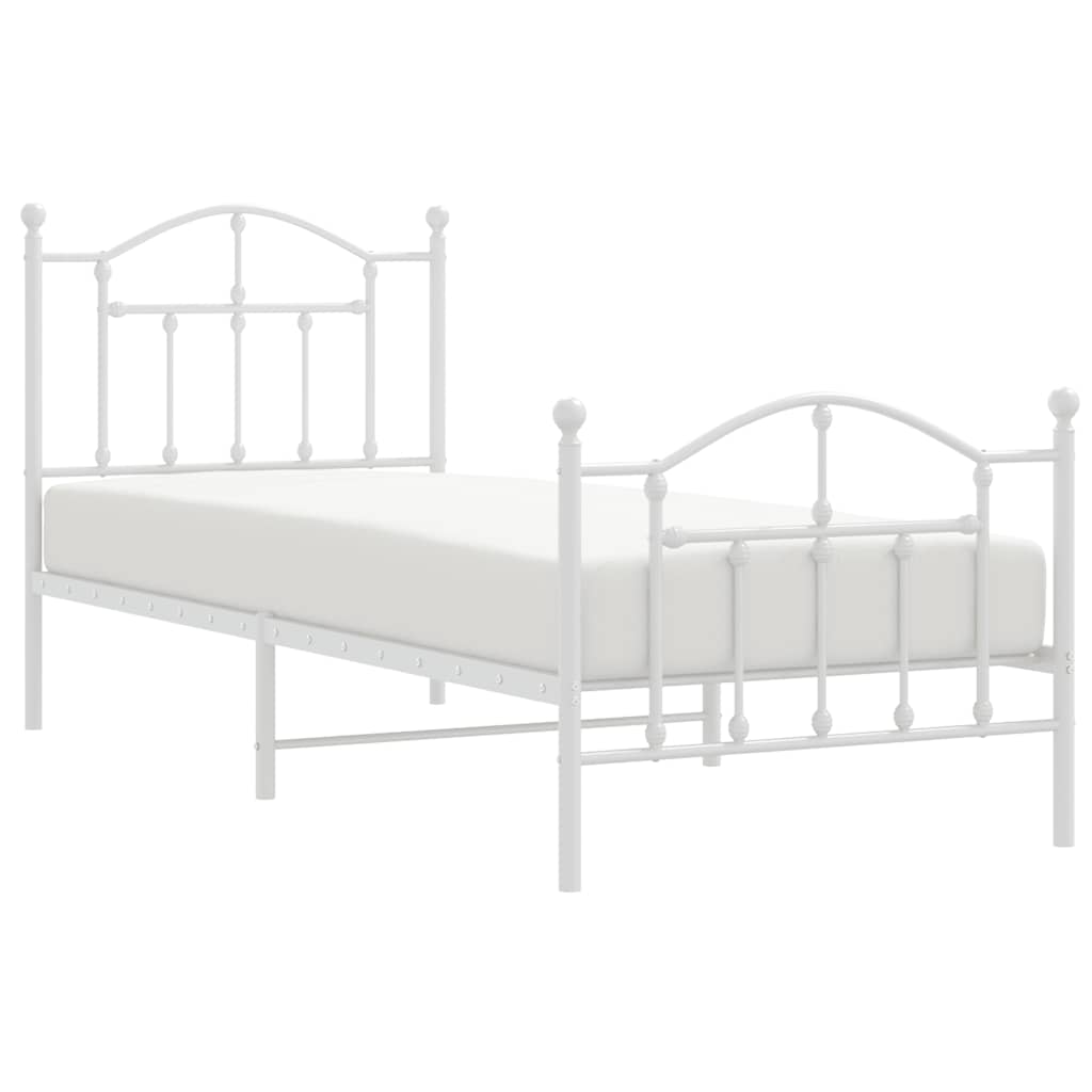 Giroletto con Testiera e Pediera Metallo Bianco 90x190 cm