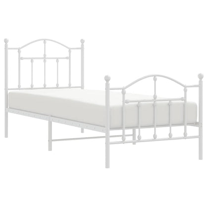 Giroletto con Testiera e Pediera Metallo Bianco 90x190 cm