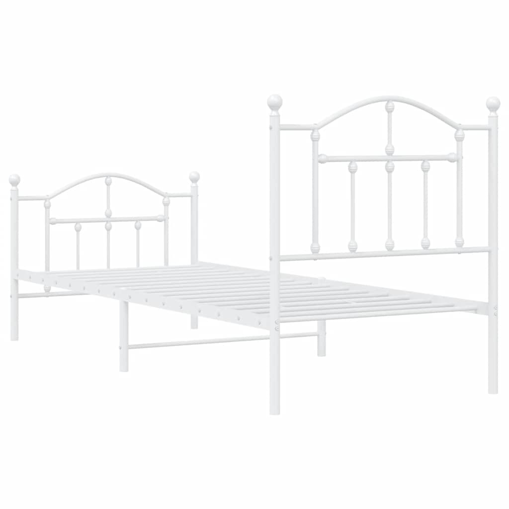 Giroletto con Testiera e Pediera Metallo Bianco 90x190 cm