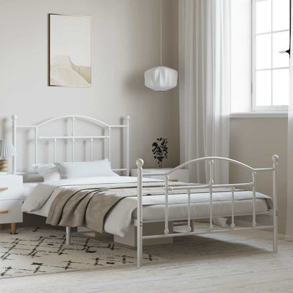 Giroletto con Testiera e Pediera Metallo Bianco 100x200 cm