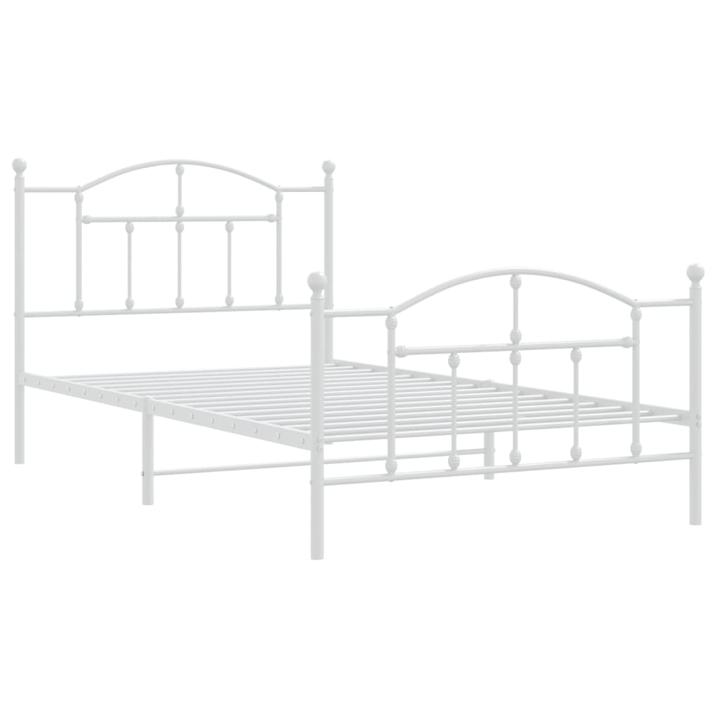 Giroletto con Testiera e Pediera Metallo Bianco 107x203 cm | homemem39