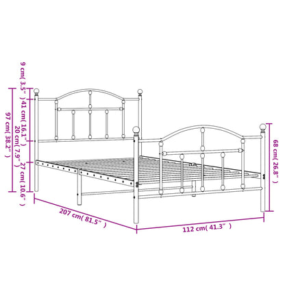 Giroletto con Testiera e Pediera Metallo Bianco 107x203 cm | homemem39