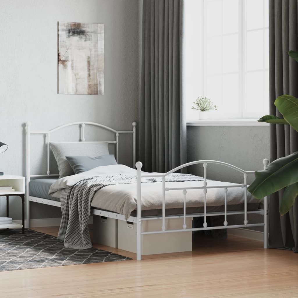 Giroletto con Testiera e Pediera Metallo Bianco 107x203 cm | homemem39