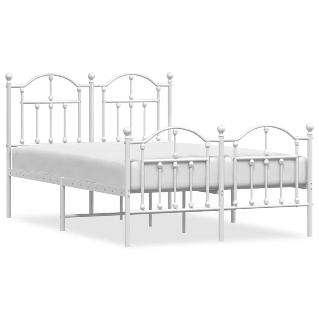 Giroletto con Testiera e Pediera Metallo Bianco 120x190 cm | homemem39