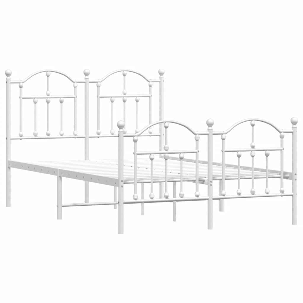 Giroletto con Testiera e Pediera Metallo Bianco 120x200 cm | homemem39
