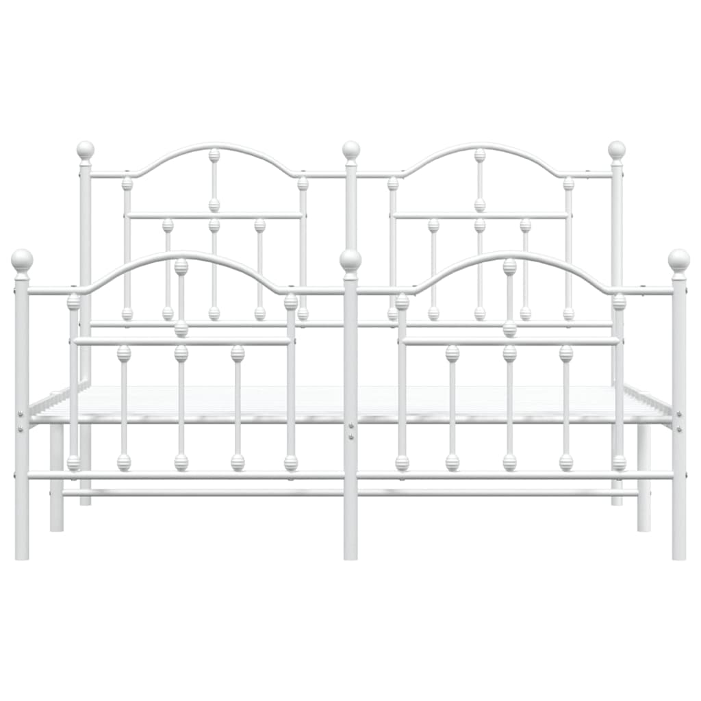 Giroletto con Testiera e Pediera Metallo Bianco 135x190 cm