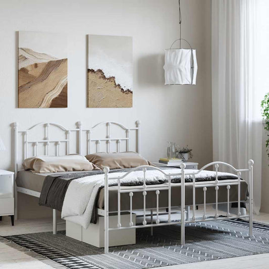 Giroletto con Testiera e Pediera Metallo Bianco 135x190 cm | homemem39