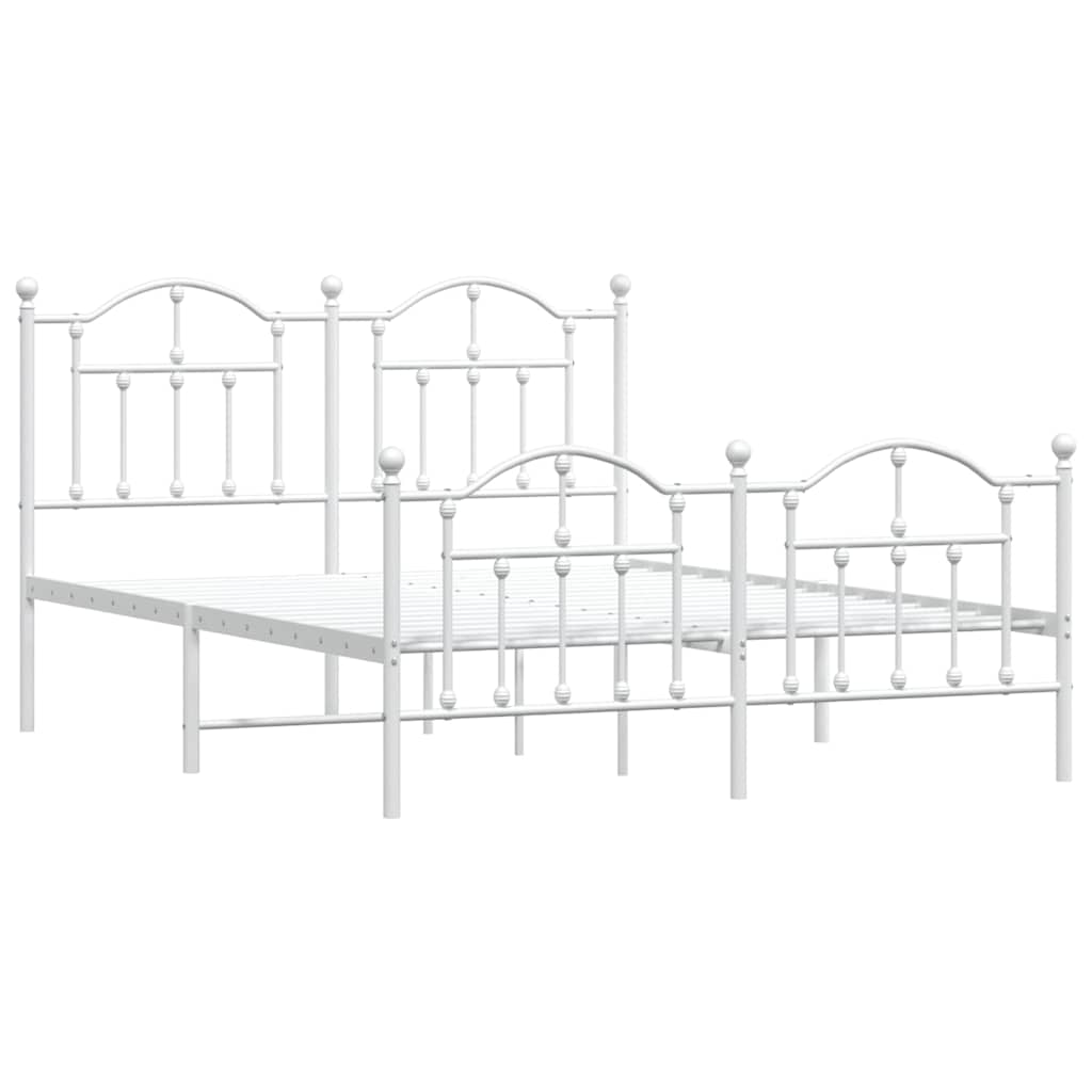 Giroletto con Testiera e Pediera Metallo Bianco 140x190 cm | homemem39