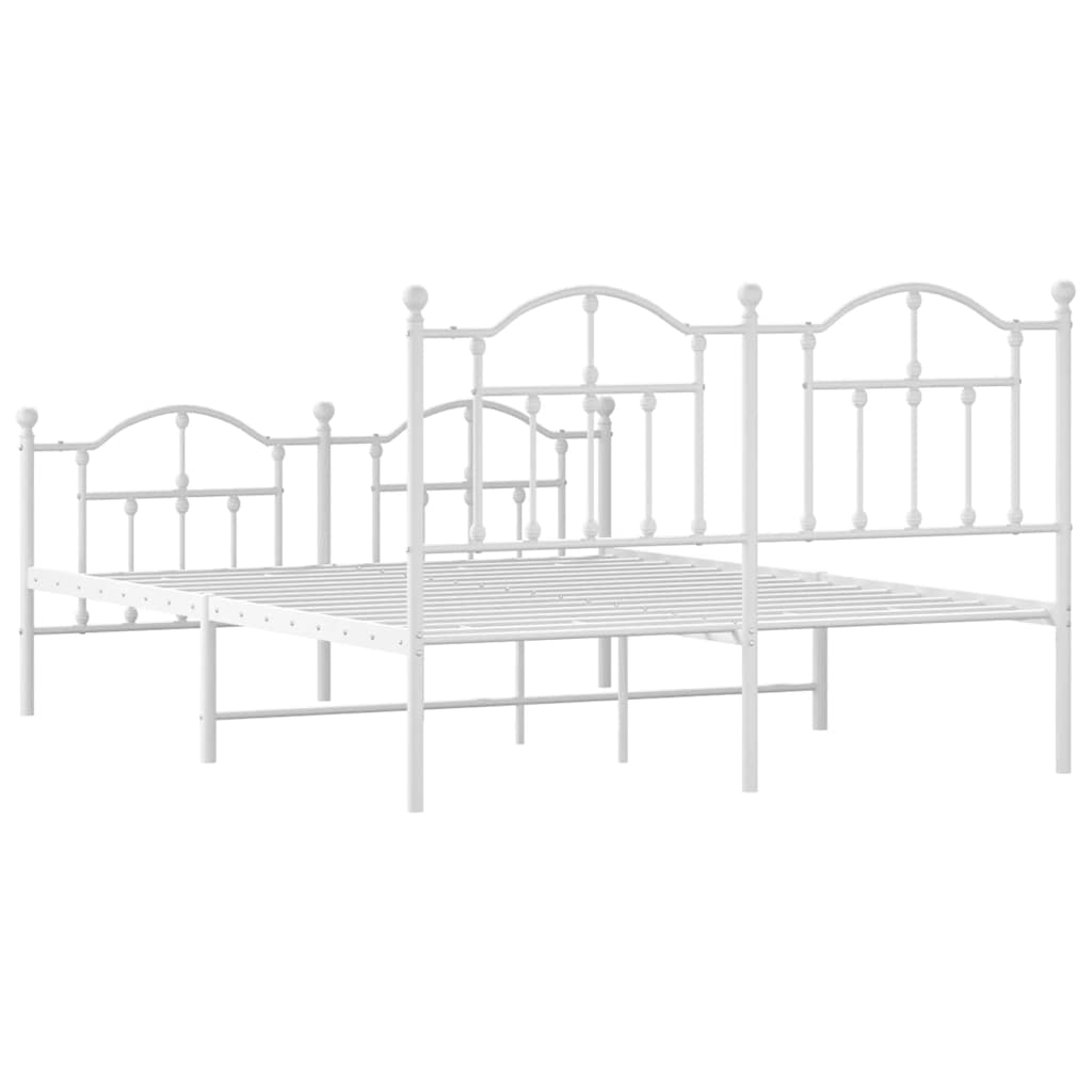 Giroletto con Testiera e Pediera Metallo Bianco 140x190 cm | homemem39