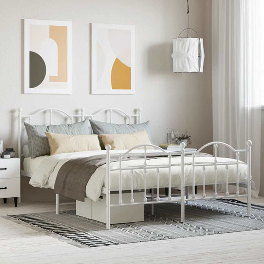 Giroletto con Testiera e Pediera Metallo Bianco 140x200 cm | homemem39
