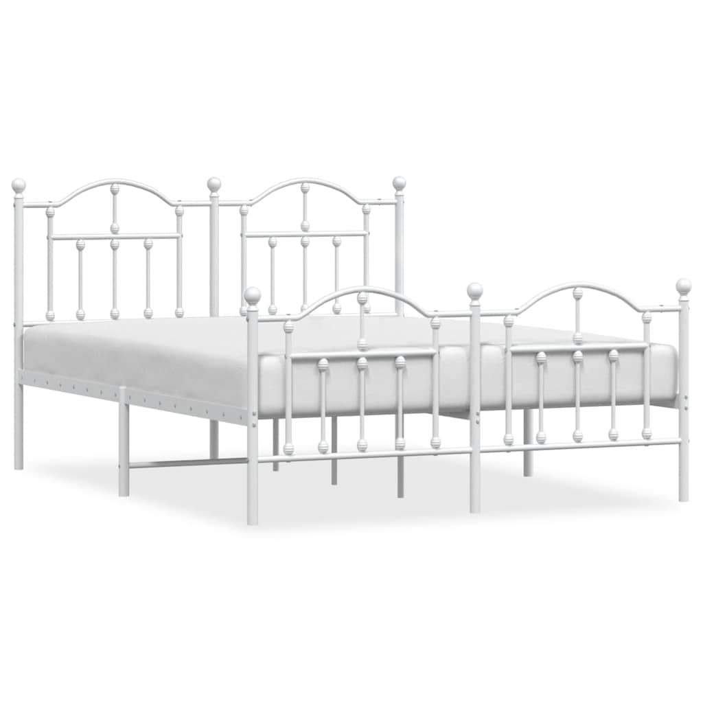 Giroletto con Testiera e Pediera Metallo Bianco 150x200 cm | homemem39