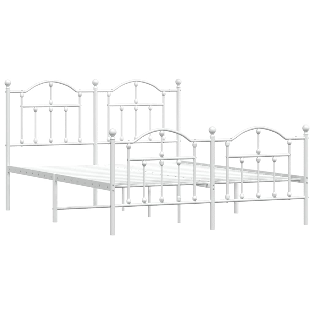 Giroletto con Testiera e Pediera Metallo Bianco 150x200 cm | homemem39