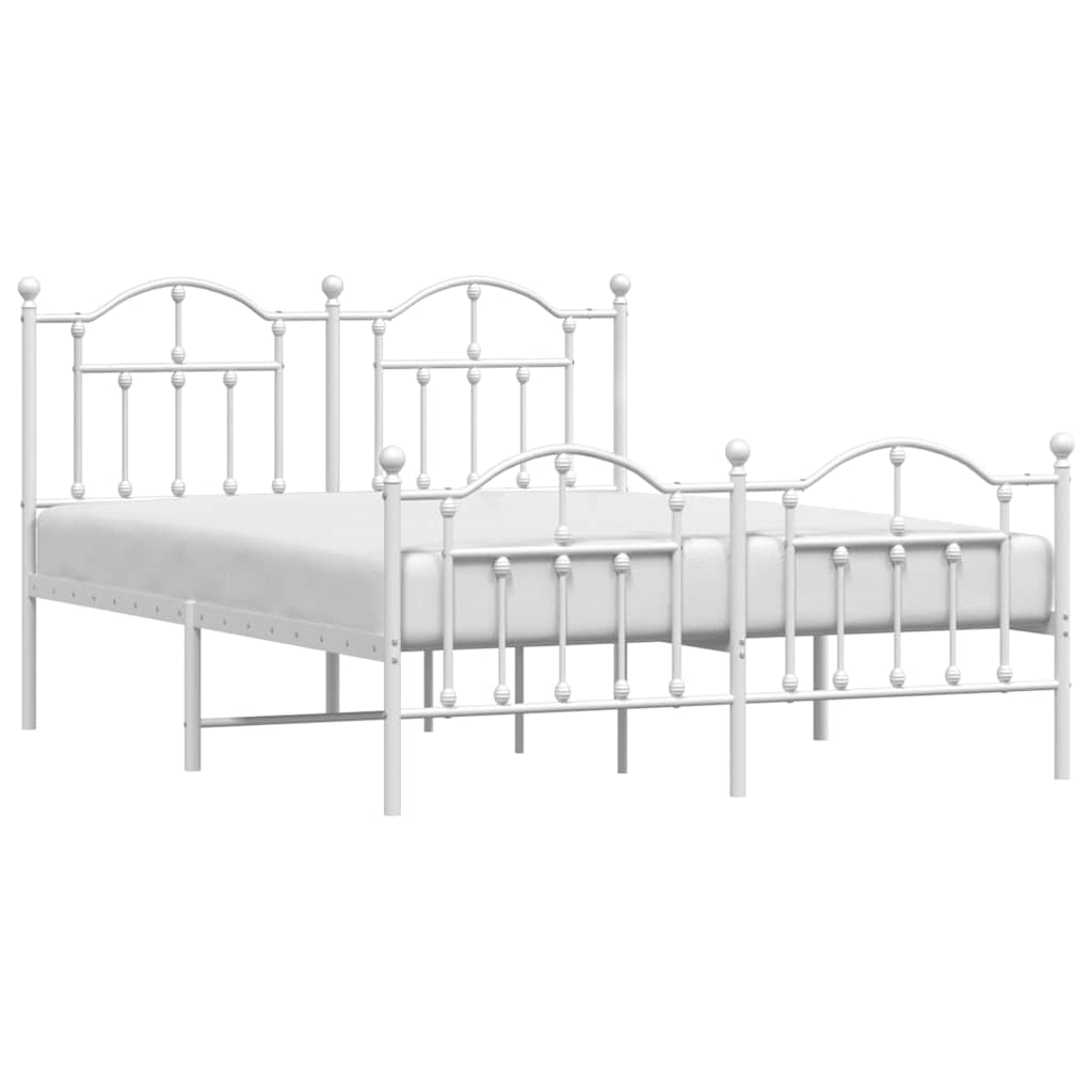 Giroletto con Testiera e Pediera Metallo Bianco 150x200 cm | homemem39