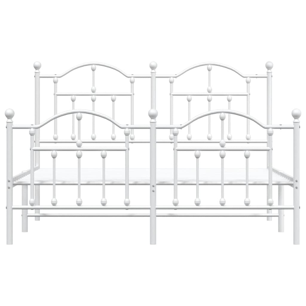 Giroletto con Testiera e Pediera Metallo Bianco 150x200 cm | homemem39