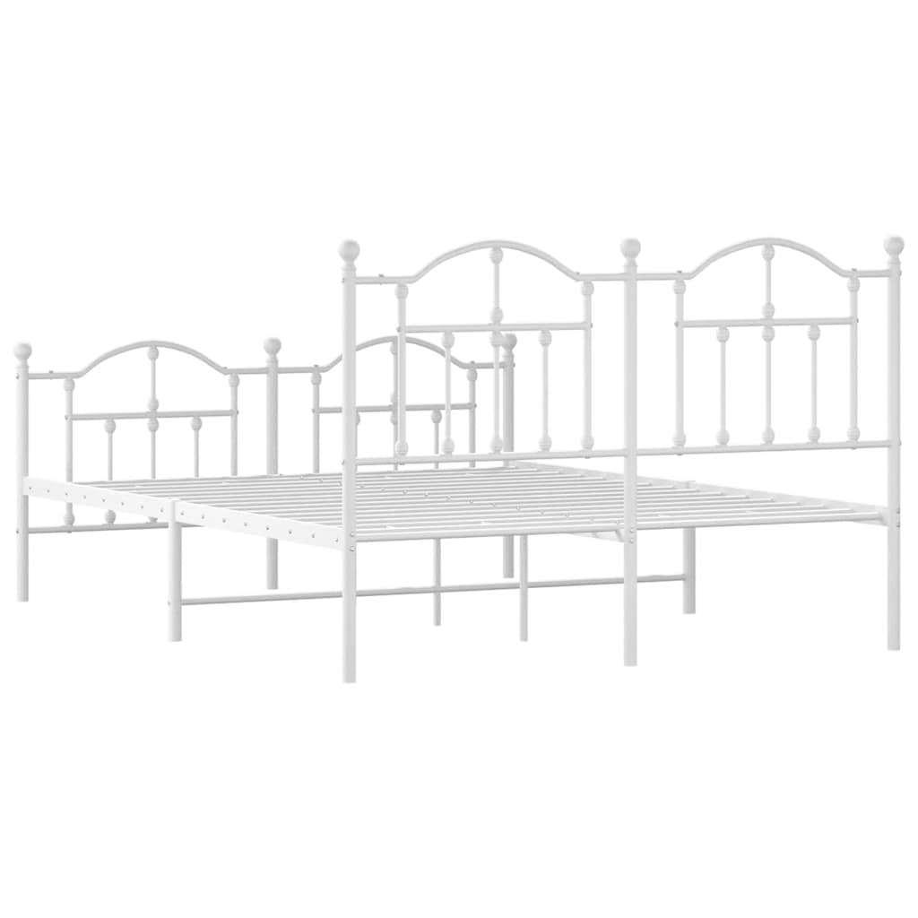 Giroletto con Testiera e Pediera Metallo Bianco 150x200 cm | homemem39