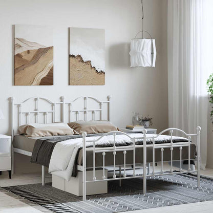 Giroletto con Testiera e Pediera Metallo Bianco 150x200 cm | homemem39