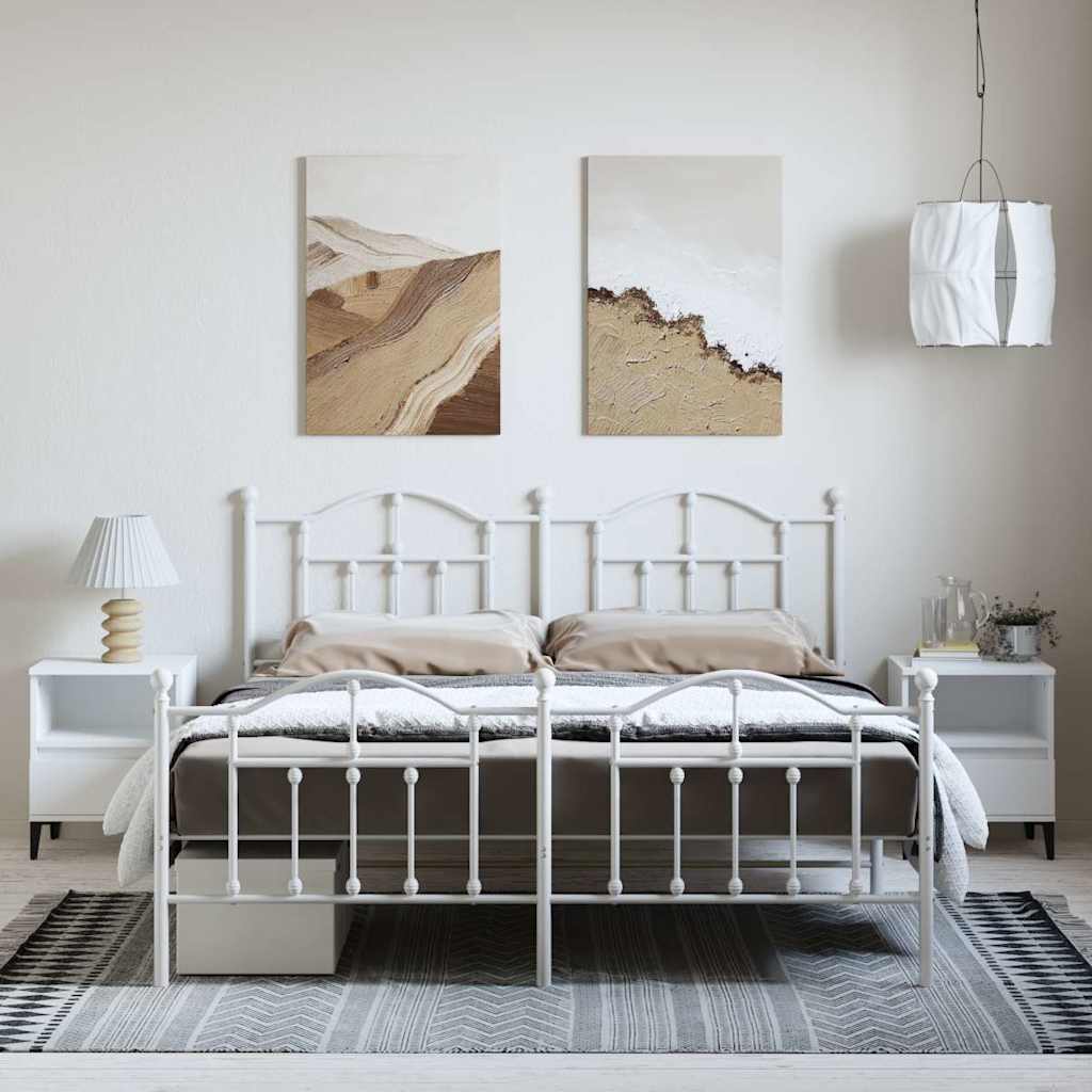 Giroletto con Testiera e Pediera Metallo Bianco 183x213 cm
