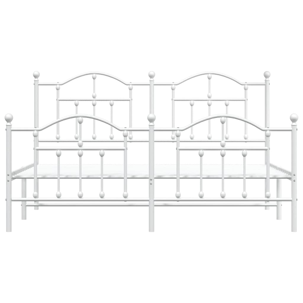 Giroletto con Testiera e Pediera Metallo Bianco 183x213 cm