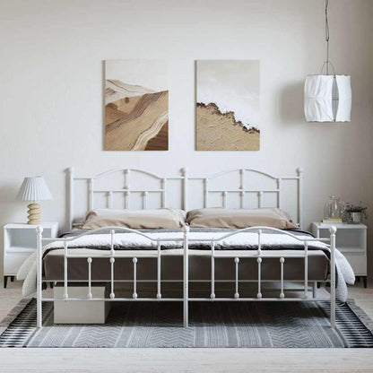 Giroletto con Testiera e Pediera Metallo Bianco 193x203 cm